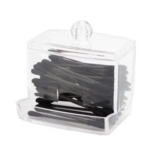 Plastic Cotton Swab Jar Bath Canister for Bathroom Clear 1 Pc