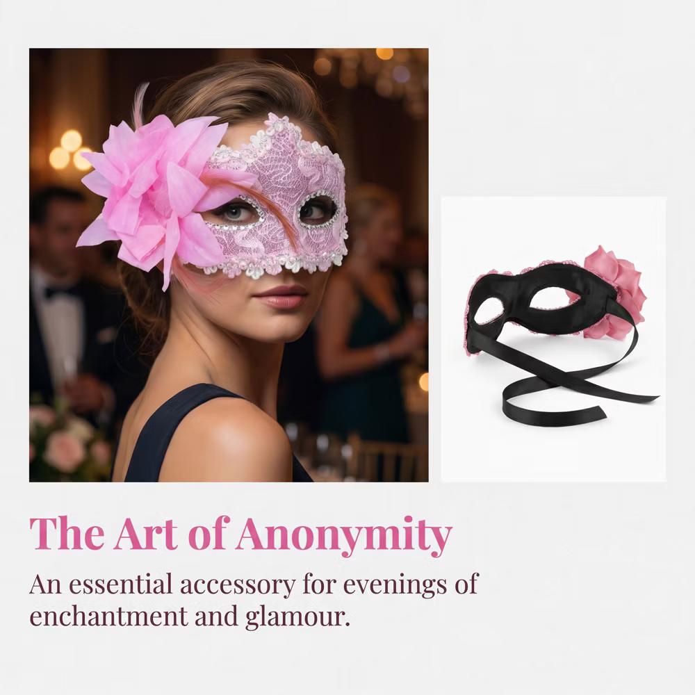 Venetian Masquerade Side Flower Rose Eye Mask for Halloween Costume Party Decor - Image 33