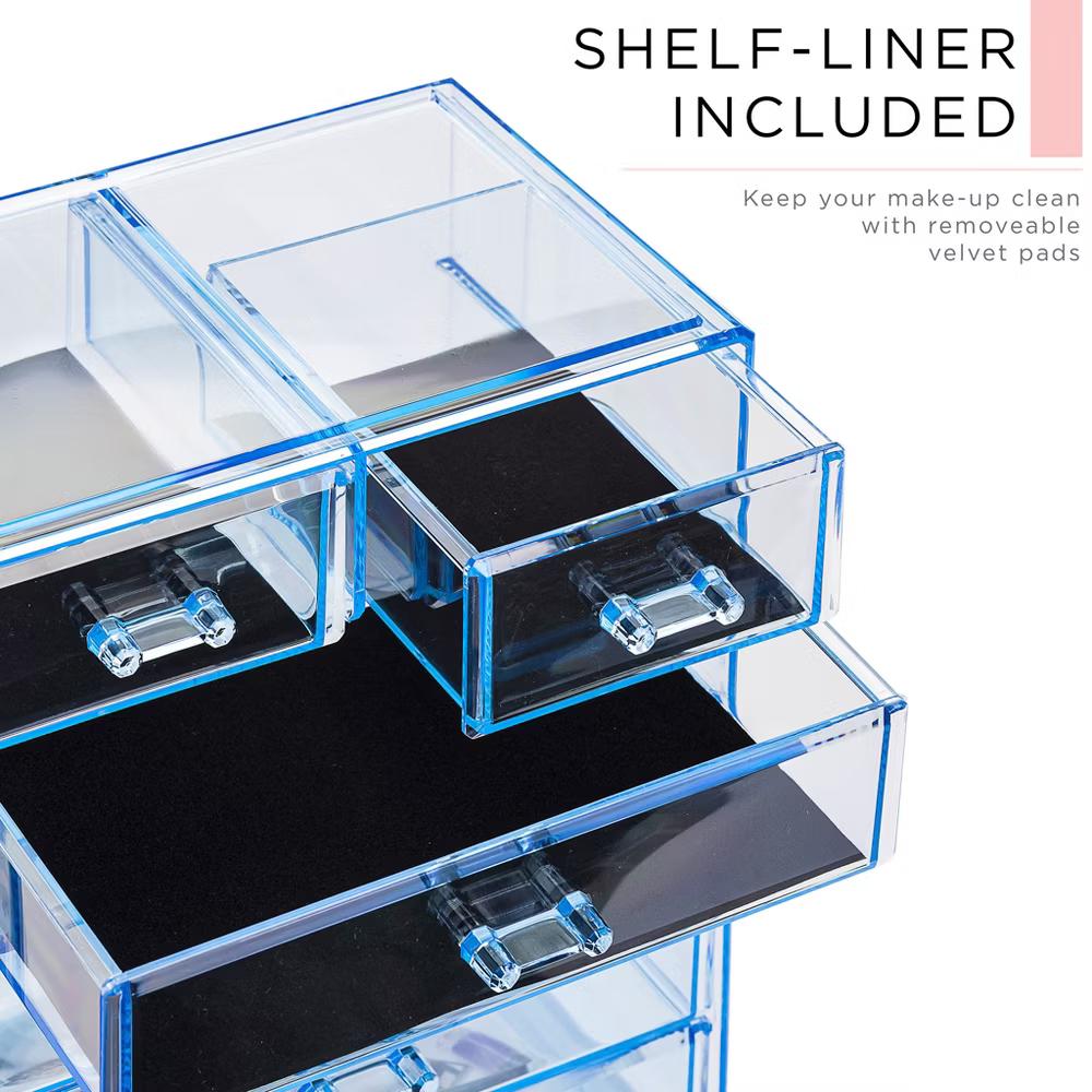 2 Piece Acrylic Makeup and Jewelry Storage Organizer Case (6 Drawers and Lipstick Tray) - Image 13