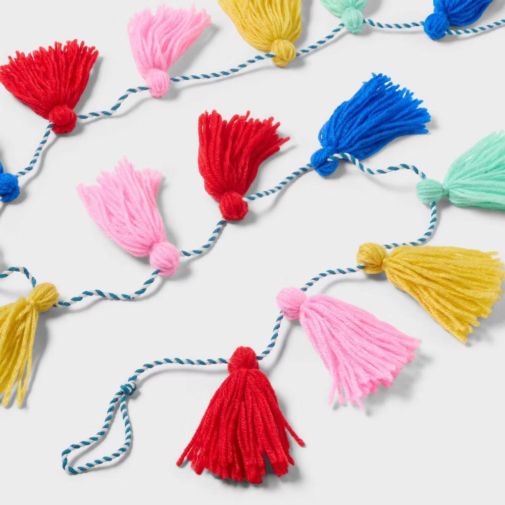 Rainbow Birthday Yarn Tassel Garland - Image 2