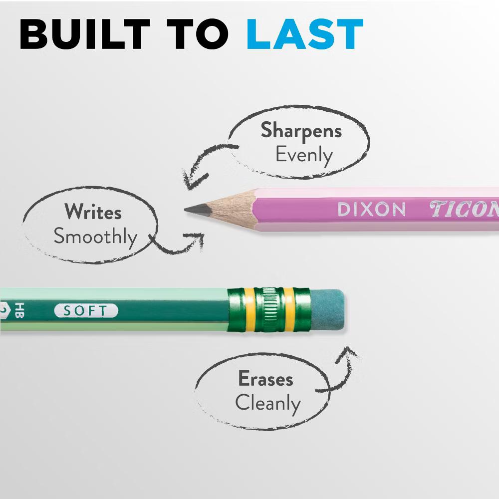 Ticonderoga 10ct Pencil Presharp Striped: Presharpened School Supplies for Kids, Back to School Essentials - Image 4