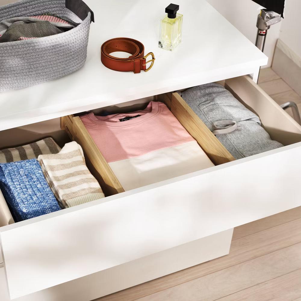 Set of 2 Bamboo Expandable Drawer Dividers - Adjustable Organizer for Dresser & Clothes, 12-18" Length - Image 2