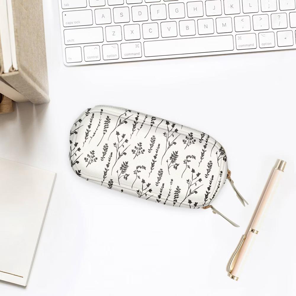 Blue Sky The Evergirl Faux Leather Zipper Pencil Pouch Pressed Flowers White: Pencil Bag for Teens, 7.75" 3.5" - Image 4