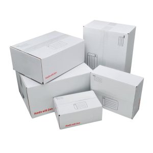 Large 14" 10" 5.5" Mailing Box: Cardboard Shipping & Moving Packaging, White, No Closure