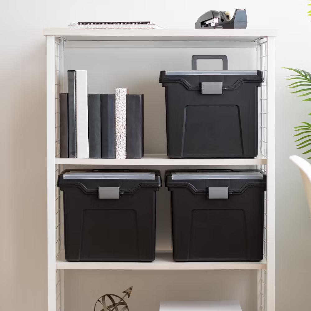 USA Portable Letter Size File Box with Handle for Hanging Folders - Image 6
