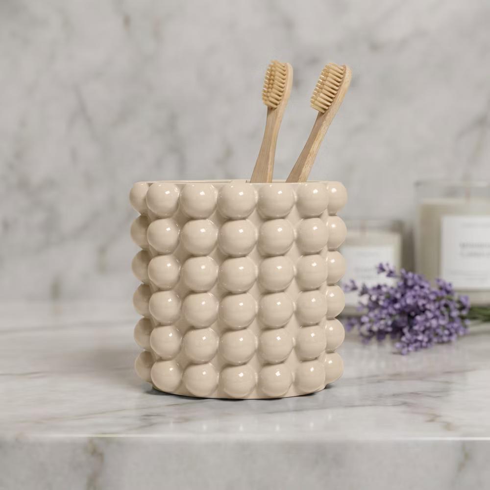 Better Trends Nova Bathroom Accessories Collection Toothbrush Holder 100% Resin with Bubble Pattern for Vanity Decor & Countertop - Image 28