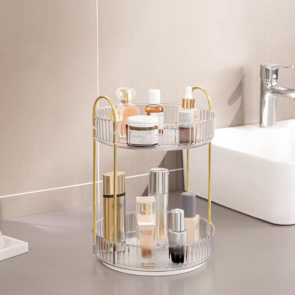 AEELLEEA 360° Rotating Makeup Organizer, 2 Tier Lazy Susan Cosmetic Storage for Vanity, Bathroom Countertop, Skincare & Perfume Holder - Image 7