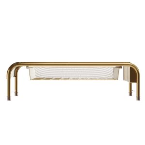 Martha Stewart Ryder Gold Mesh Metal Desktop Monitor Stand Riser with Organizer Drawer and Side Storage