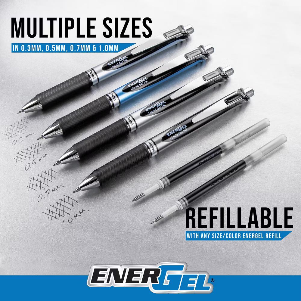 5ct Rollergel Pens Energel 0.7mm Multiple Color Ink: Quick Drying, Retractable, Blue, Green, Black, Stationery Set - Image 8