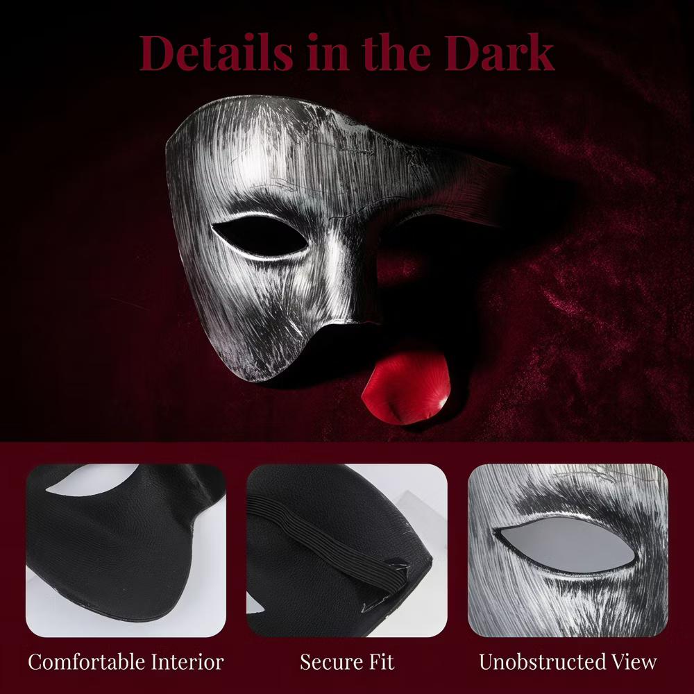 Plastic Half Face Mask for Halloween Costume Party and Mysterious Black Decor - Image 20