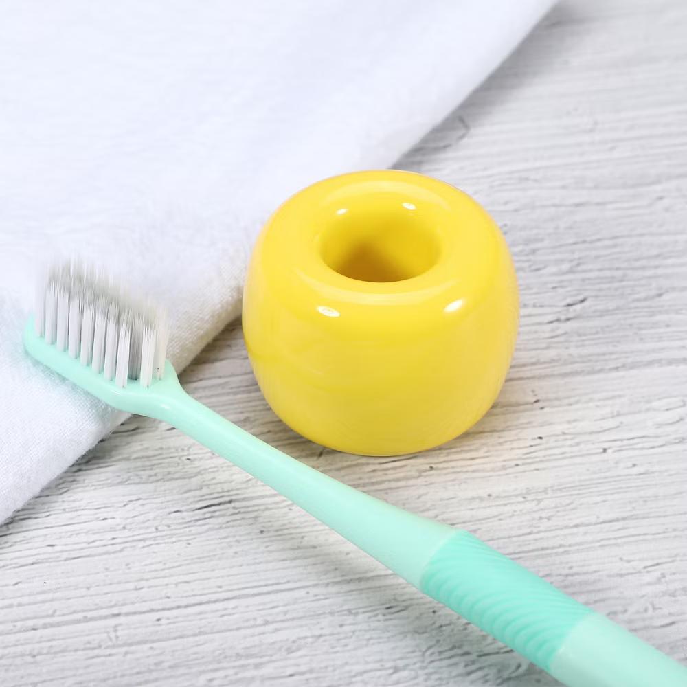 Bathroom Round Mini Ceramic Toothbrush Holder 1.65"x1.18" 2Pcs - Image 67