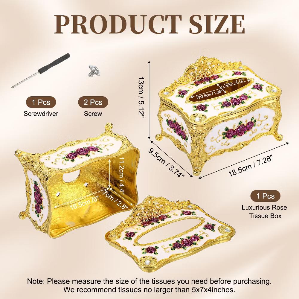 Luxurious Rose Tissue Box Rectangular Plastic Napkin Box Vintage Tissue Paper Holders - Image 13