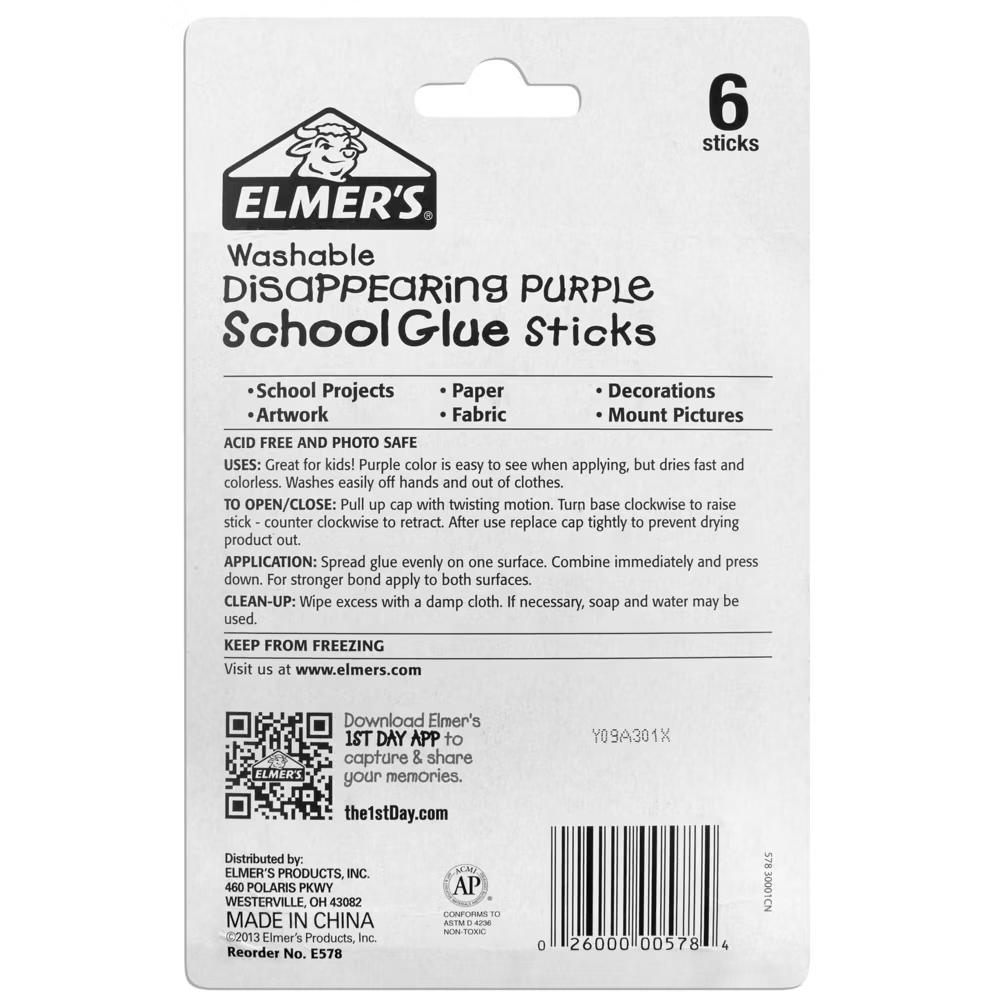 6pk Giant Washable School Glue Sticks - Disappearing Purple - Image 6