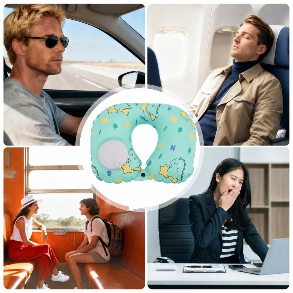 Ice Silk Inflatable Travel Pillow 1 Pc - Image 13