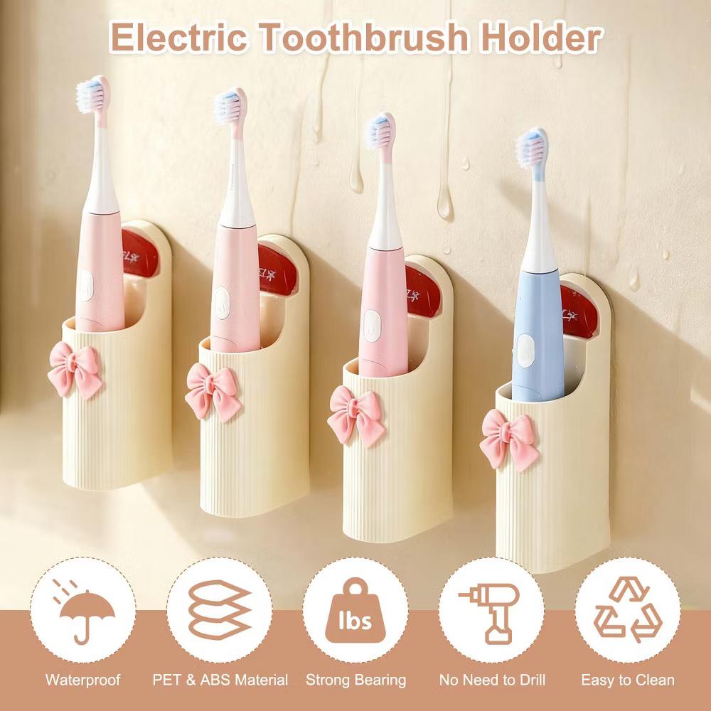 Toothbrush Holder, Wall Mounted Plastic Toothbrush Organizer - Image 4