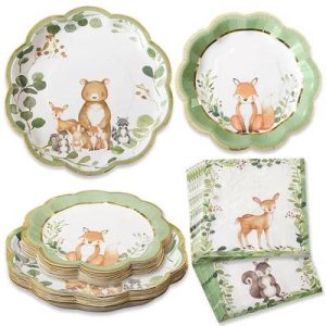 Woodland Baby 62 Piece Party Tableware Set (16 Guests) | 00250NA-KIT