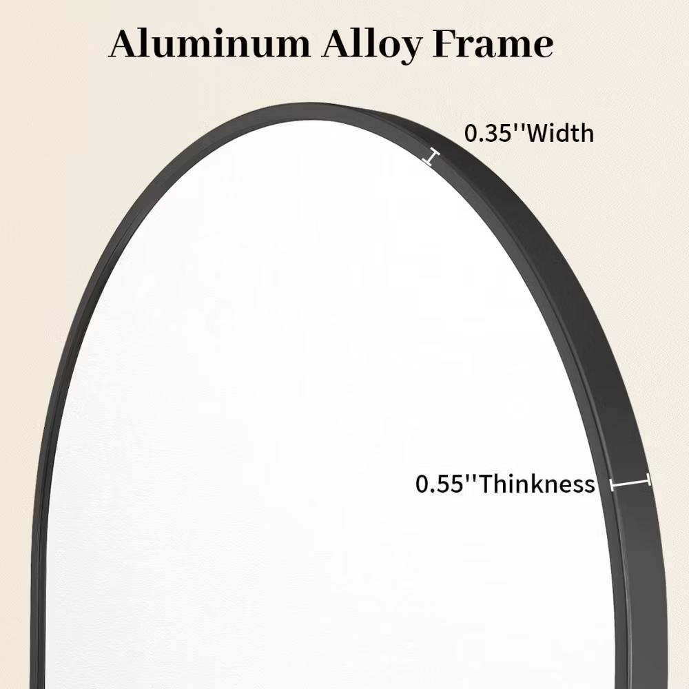 BEAUTYPEAK 16"x24" Arched Bathroom Mirror Vanity Wall Mounted Mirror, Black - Image 4