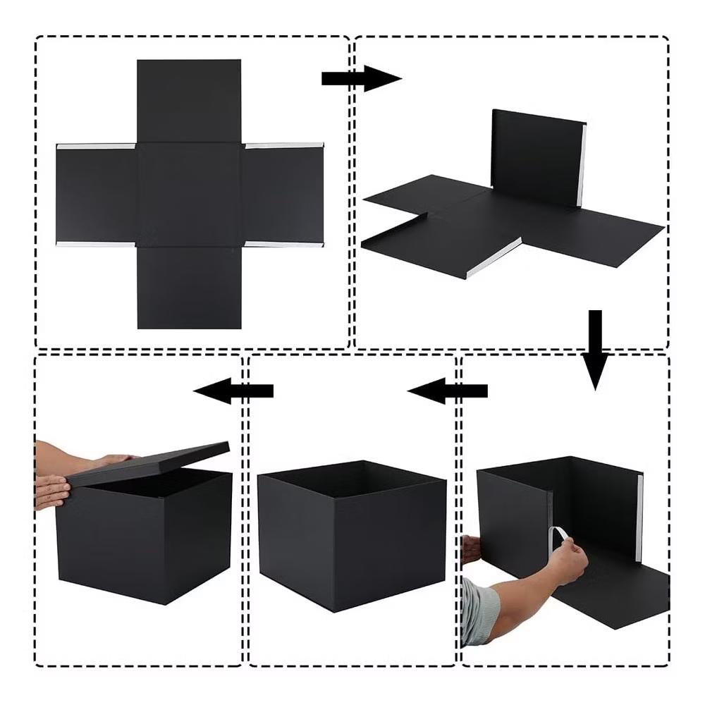 Large Gift Box with Lid 12x12x10 Inches Black Gift Packaging for Birthdays Christmas Anniversaries 1 Piece with Ribbon Card - Image 6