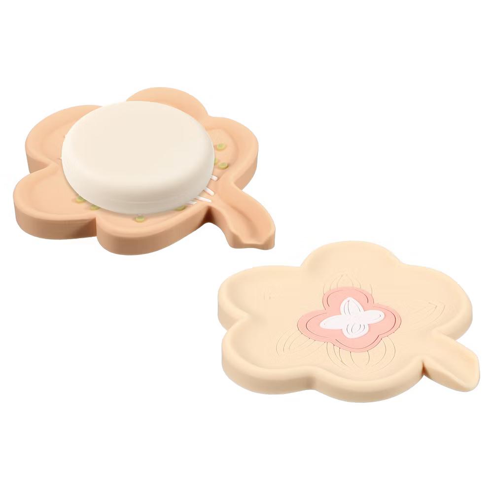 Silicone Soap Dish with Drain Spout, Portable Self Draining Flower Shape Soap Saver Holder - Image 18