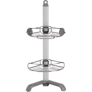 simplehuman Corner Bathroom Shower Caddy - Stainless Steel/Anodized Aluminum Silver: Freestanding Organizer Stand, 30.5" Height