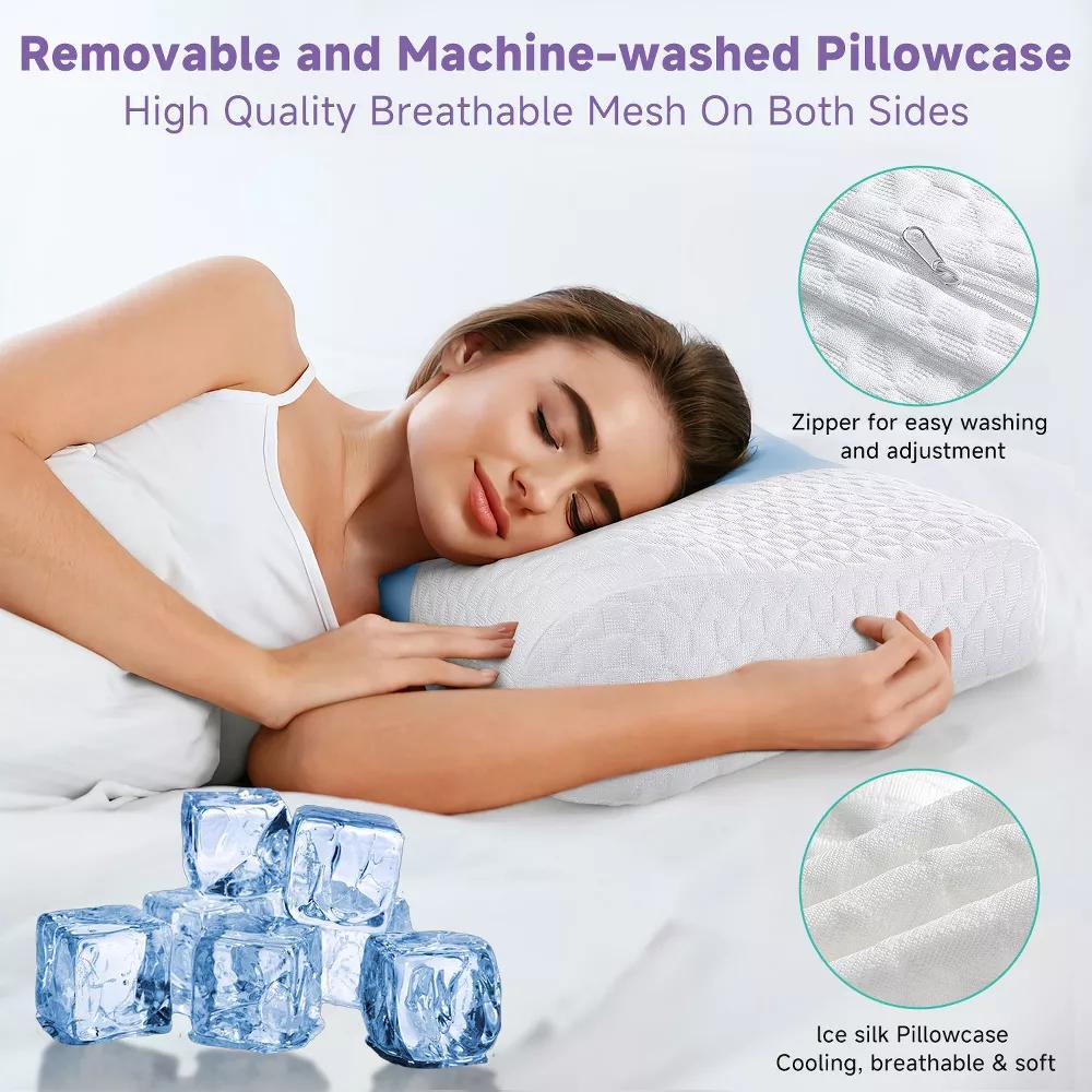 Orthopedic Contour Neck Pillow with Odorless Memory Foam - Perfect for All Sleeping Positions - Image 5