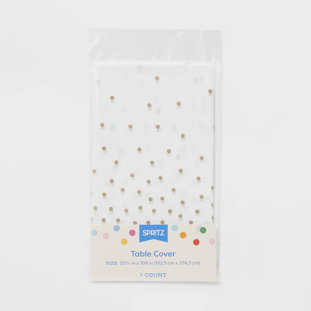 Gold Confetti Print Rectangular Table Cover - Image 4