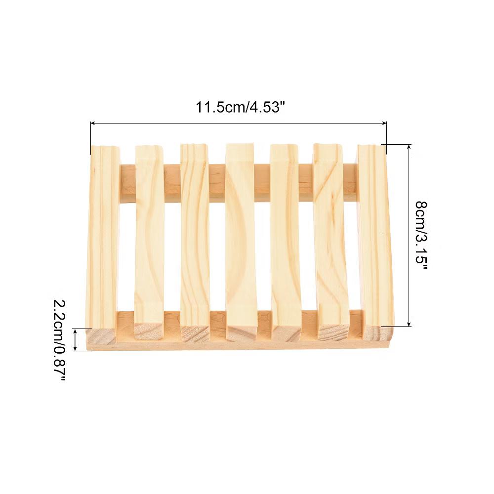 Wooden Natural Self Draining Bathroom Kitchen Sink Soap Dish - Image 11