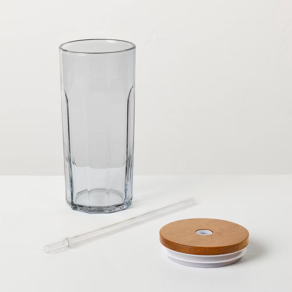21oz Glass Tumbler with Wooden Lid - with Magnolia - Image 3