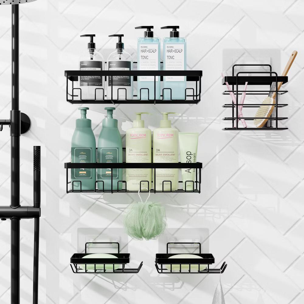 Hearth & Harbor Shower Caddy Adhesive Shower Organizer, Large Capacity Stainless Steel Shower Caddies - Image 3