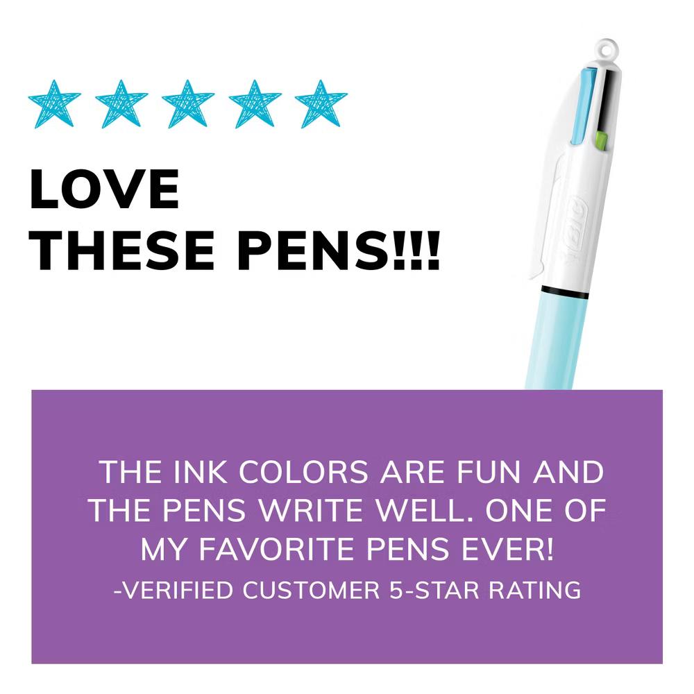 2pk 4-Color Ballpoint Pens Pastel Ink: Back to School Supplies for Notes & Planning - Image 3