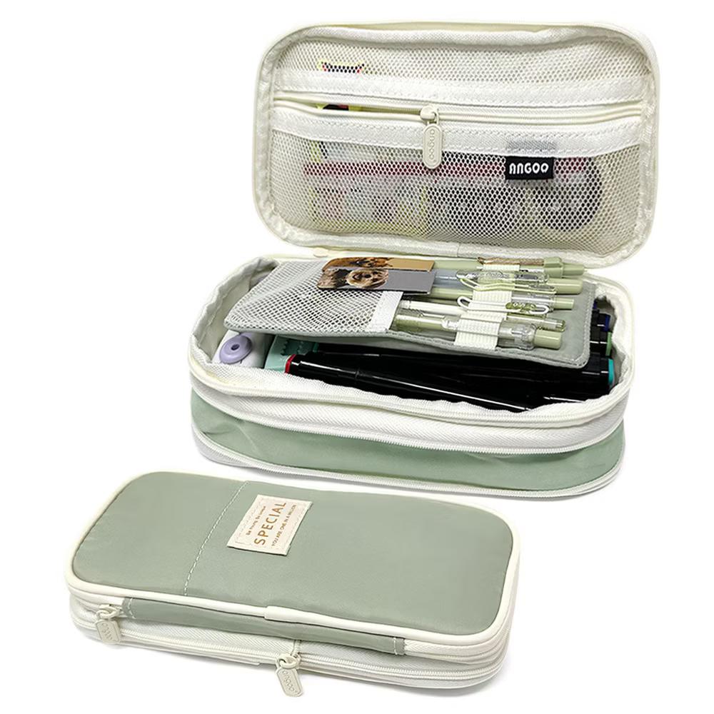 Large Capacity Pencil Case, Expandable Pencil Pouch for Stationery Tools, Pistachio Green - Image 5