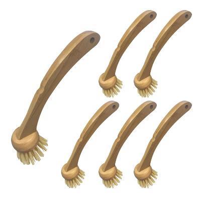 Eco Clean Bamboo Dish Brush, 6 Pack, Multi Purpose, Sustainable Ergonomic Renewable Bamboo Handle, Fibers are Recycled Soda/Water Bottles