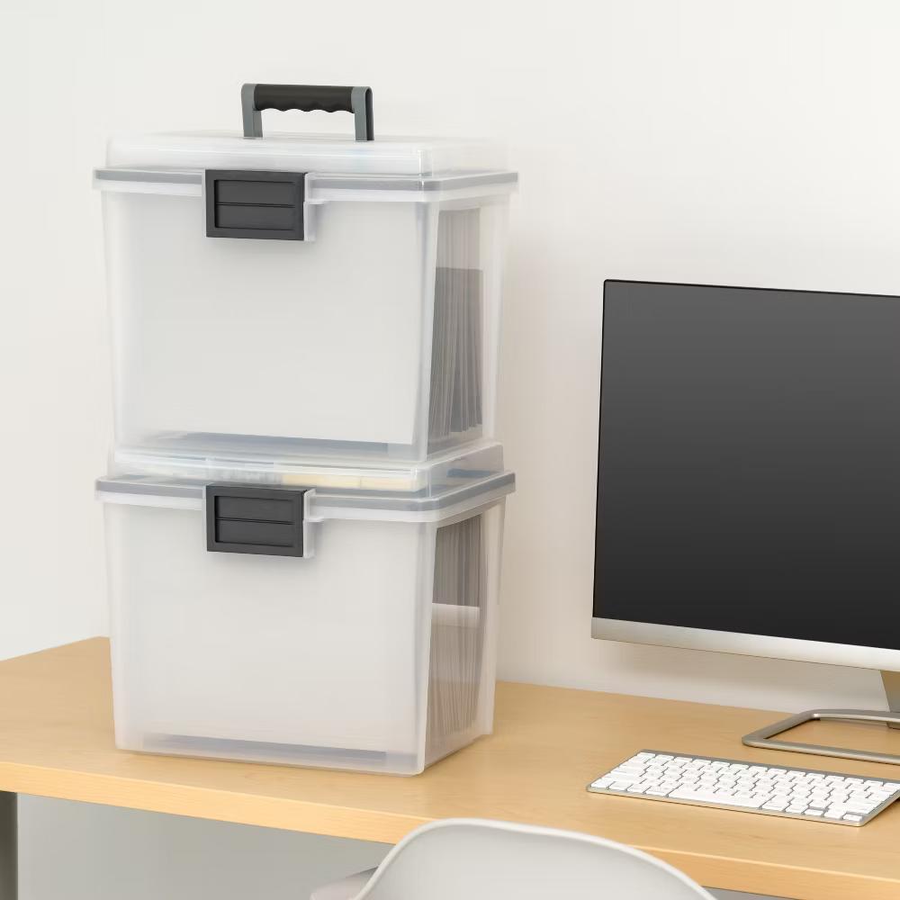 USA Portable Letter Size File Box with Handle for Hanging Folders - Image 48