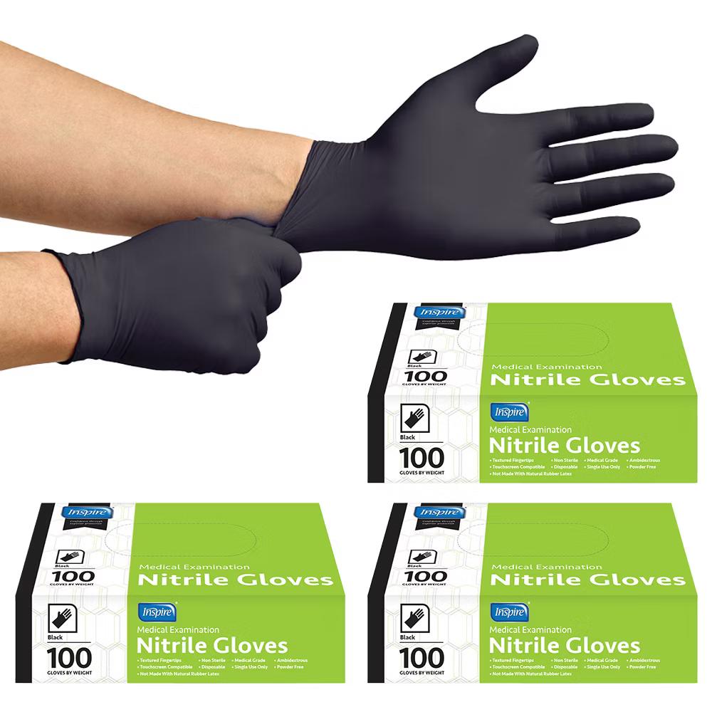 Inspire Black Nitrile Disposable Gloves | 4.5 Nitrile Disposable Safety Medical Cooking Cleaning Disposable Black Gloves - Image 9