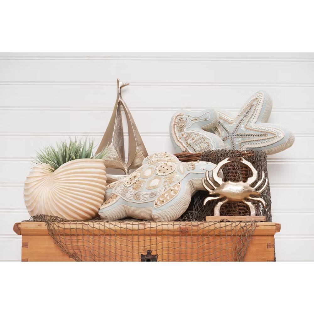 C&F Home Beaded Starfish Embellished Mini Accent Pillow 14"