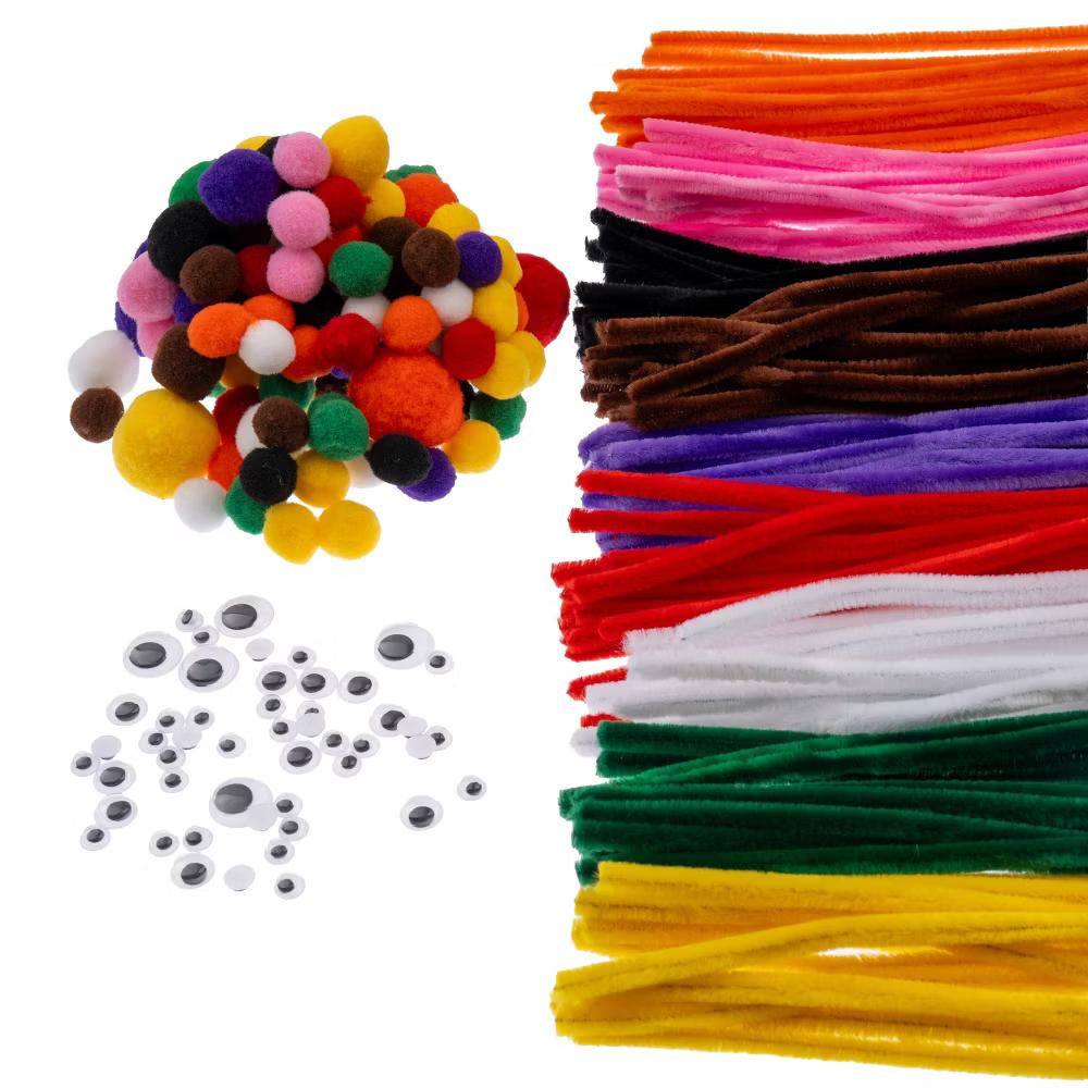 300ct Craft Combo Pack Pipe Cleaners Pompoms Googly Eyes Activity Kits - Image 11