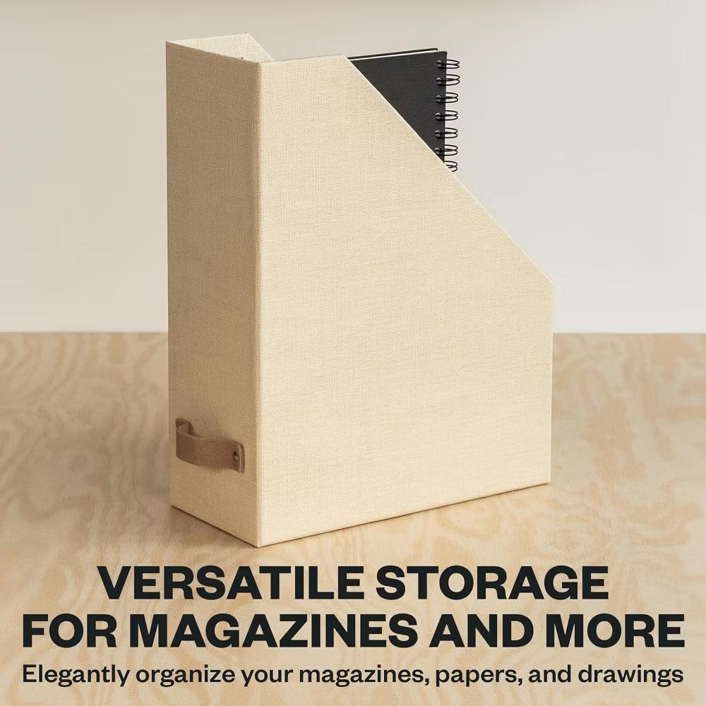 Bigso Estelle Magazine File Holder with Leather Handle – Desk Organizer for Papers and Catalogs, 12.6" 4.5" 9.8" - Image 9