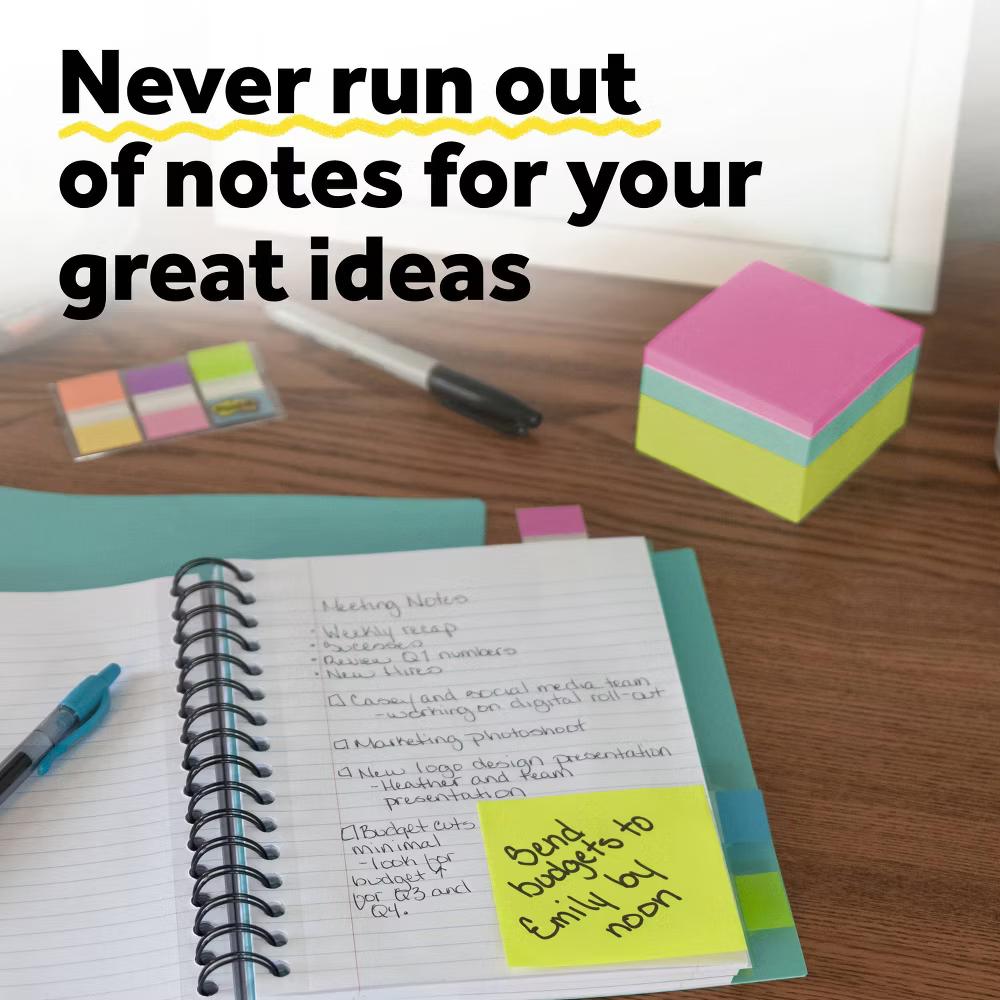 3" 3" Notes Cube 400 Sheets/Cube - Pink Wave: Multicolor Sticky Notes, Uncoated Paper, Art & Design Theme - Image 8