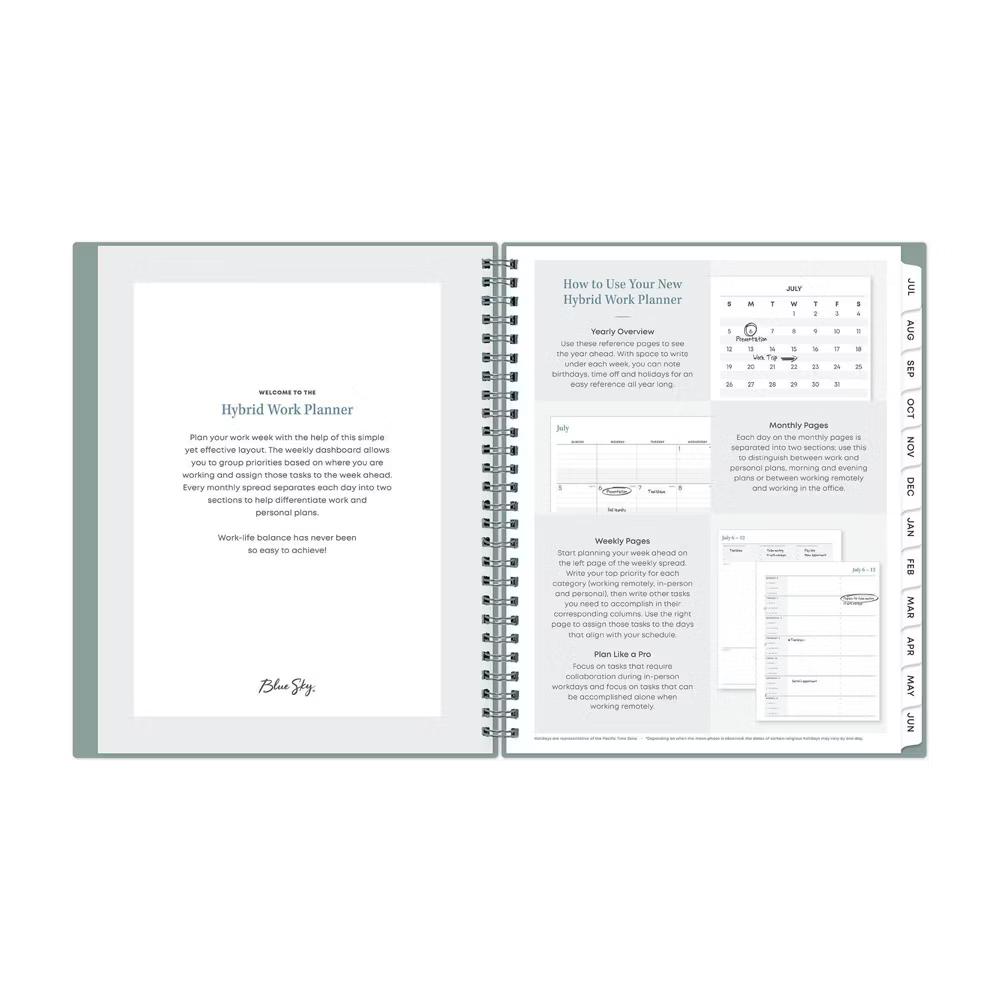 Blue Sky 7"x9" 2026-2027 Hybrid Work Planner Solid Clary Sage Safety Wirebound