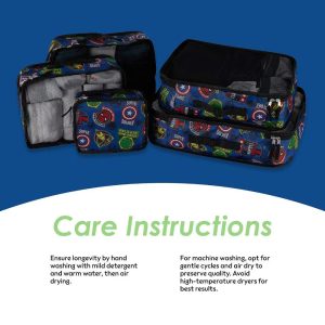 Comics Packing Cube Set - Spiderman, Ironman, Captain America, Hulk - 5 Piece Packing Cube Travel Essential - Luggage Organizer Set