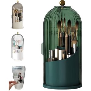 Maison Toothbrush and Makeup Brush Holder with Sliding Lid 3 Tiers