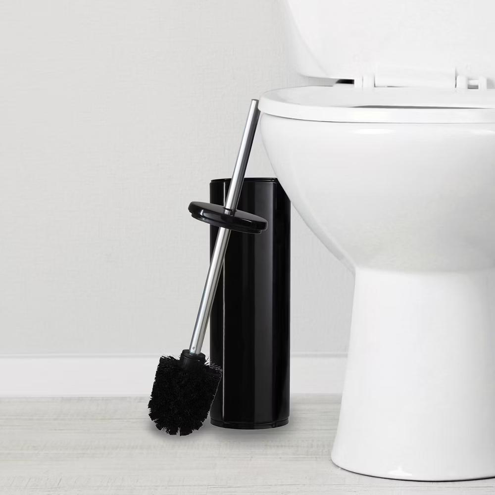 Deluxe Premium Aluminum Handle Toilet Brush with Fully Removable Liner Black - Image 3