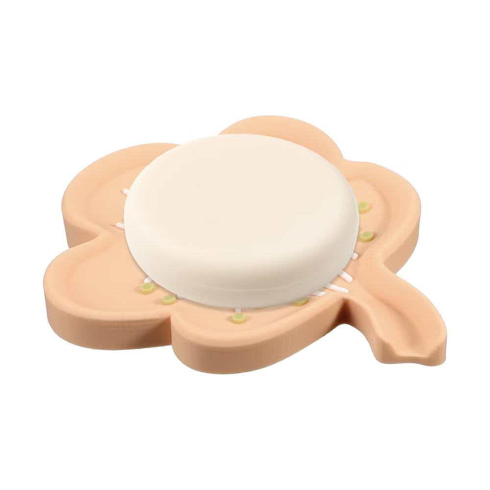 Silicone Soap Dish with Drain Spout, Portable Self Draining Flower Shape Soap Saver Holder - Image 14