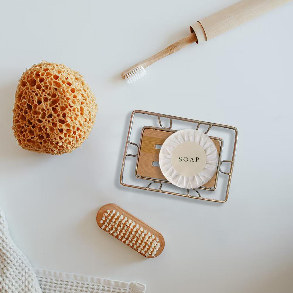 French Home Goods Bamboo Soap Dish Tray with Metal Wire Frame – Self-Draining Design, Ideal for Bathroom or Kitchen Counters - Image 10
