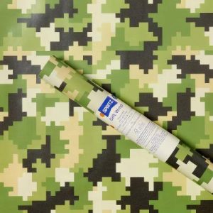 96"x30" Camouflage Birthday Gift Wrapping Paper Green