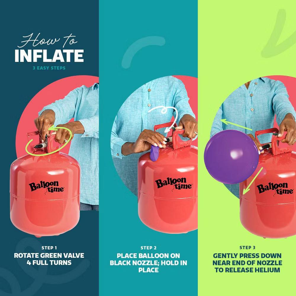 9.5" Medium Helium Balloon Kit: Balloon Time Multicolor Steel Tank for All Occasions - Image 5