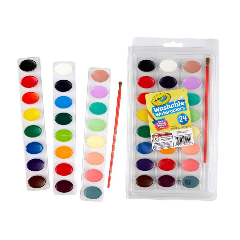 24ct Kids Watercolor Paints with Brush, Washable Tempera, School Supplies for Kids, Art Classroom Essentials, Gift, Ages 3 - Image 5