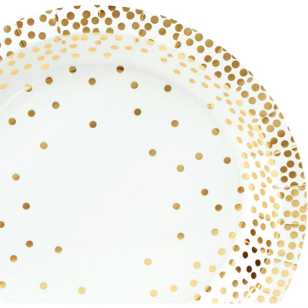 Juvale Gold Confetti Party Tableware Set, 144 Pieces, Serves 24, Plates, Cups, Napkins & Cutlery for Birthdays, Bridal Showers & Parties - Image 7
