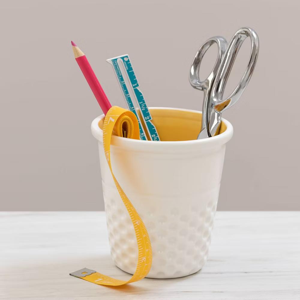 Thimble Container Yellow: Plastic Sewing Storage Case, Sewing Kit Accessory, 4" Height, 3.5" Width, 0.6 lbs - Image 2
