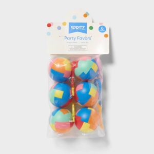 6ct Puzzle Balls - Multi-Colored Party Favors, Polypropylene, Ages 3- All Occasions, No Choking Hazard